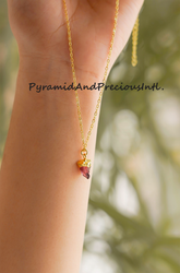 Rough Garnet Necklace, Garnet Jewelry, 14k Gold Plated Necklace, January Birthstone, Sold By Piece